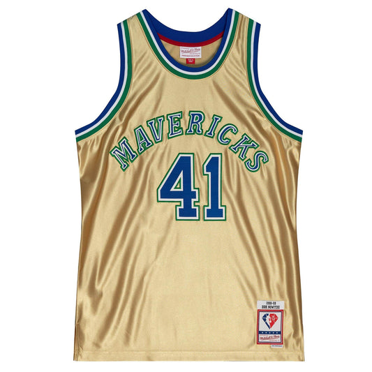 75th Anniversary Gold Swingman Dirk Nowitzki Dallas Mavericks 1998-99 Jersey